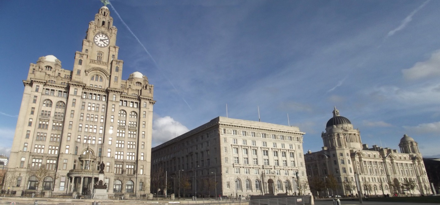 The Three Graces on the Liverpool waterfront: Royal Liver, Cunard and Port of Liverpool Buildings